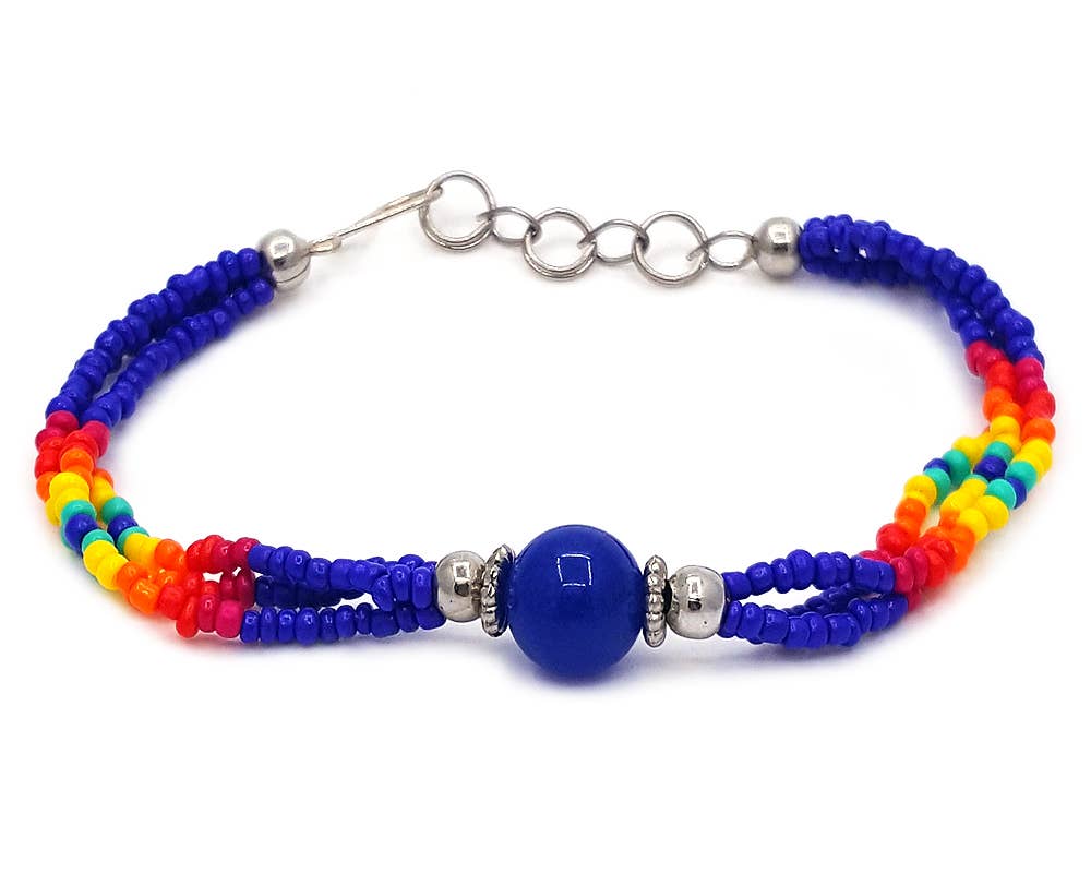 Stone Ball Beaded Multi Strand Bracelet