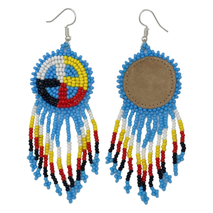 Handmade Turquoise Blue Native Style Fringe Earrings