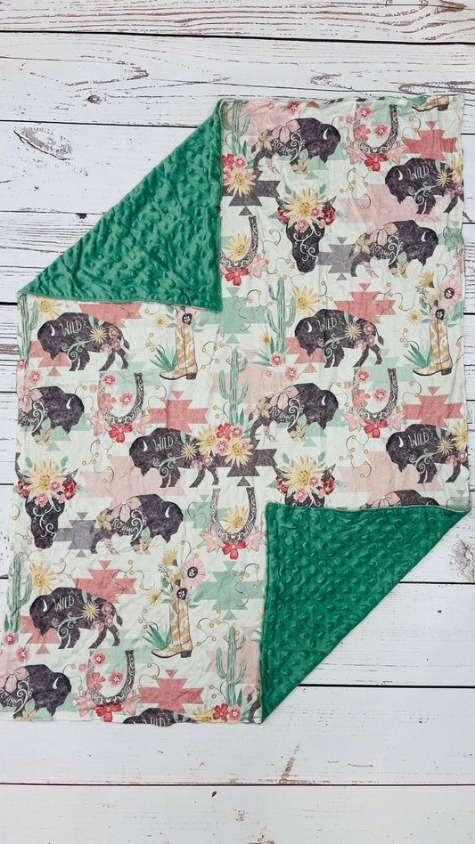 Baby Wild Buffalos Cactus Blanket