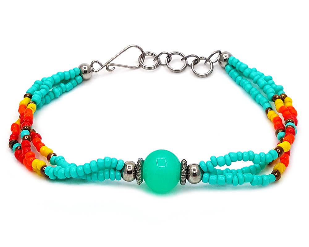 Stone Ball Beaded Multi Strand Bracelet