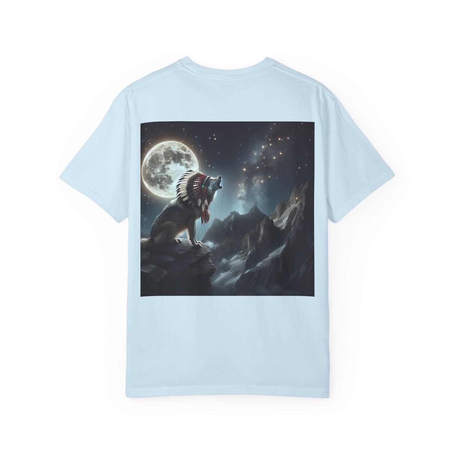 Native Country Unisex Garment-Dyed T-Shirt with Wolf Design