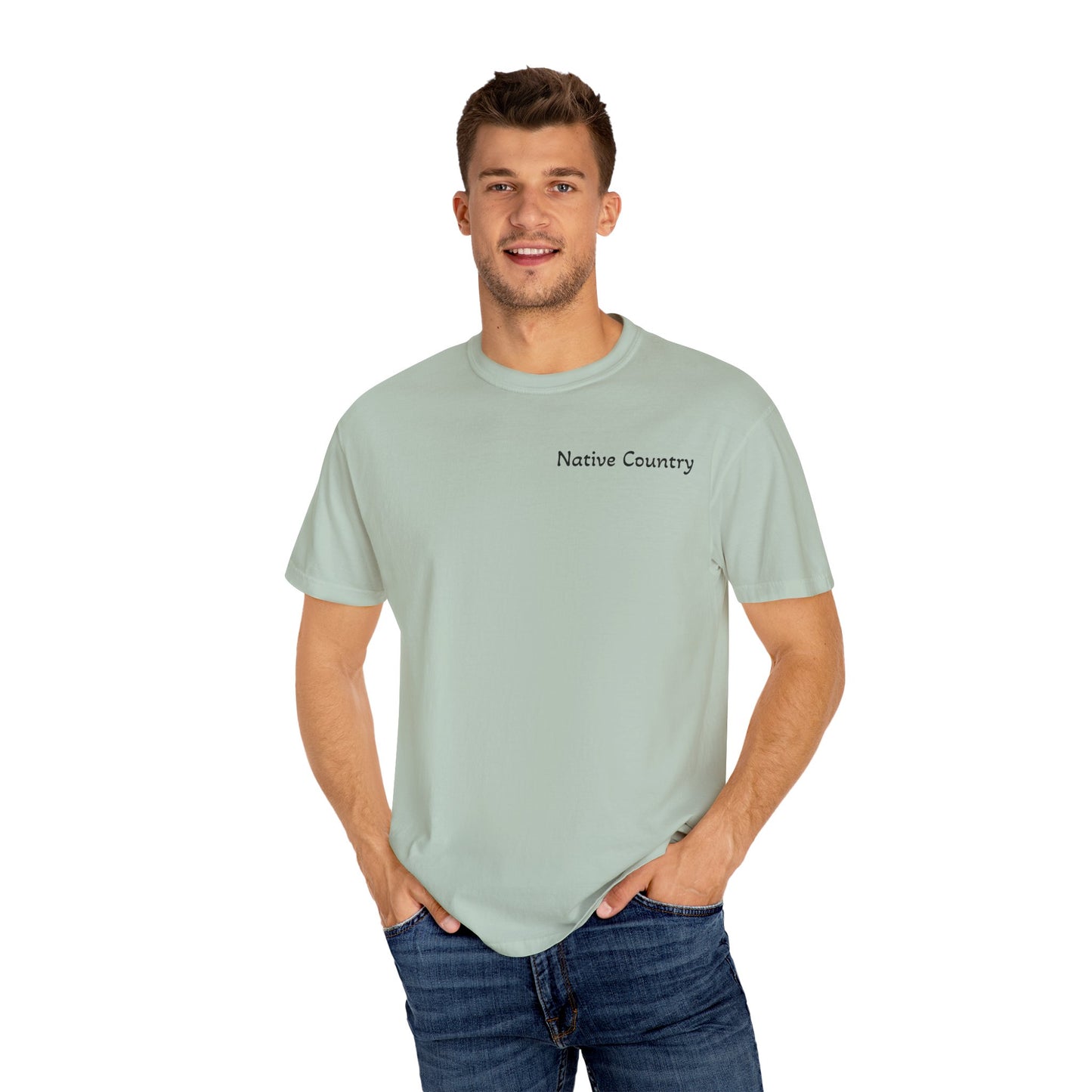 Native Country Unisex Garment-Dyed T-Shirt with Wolf Design