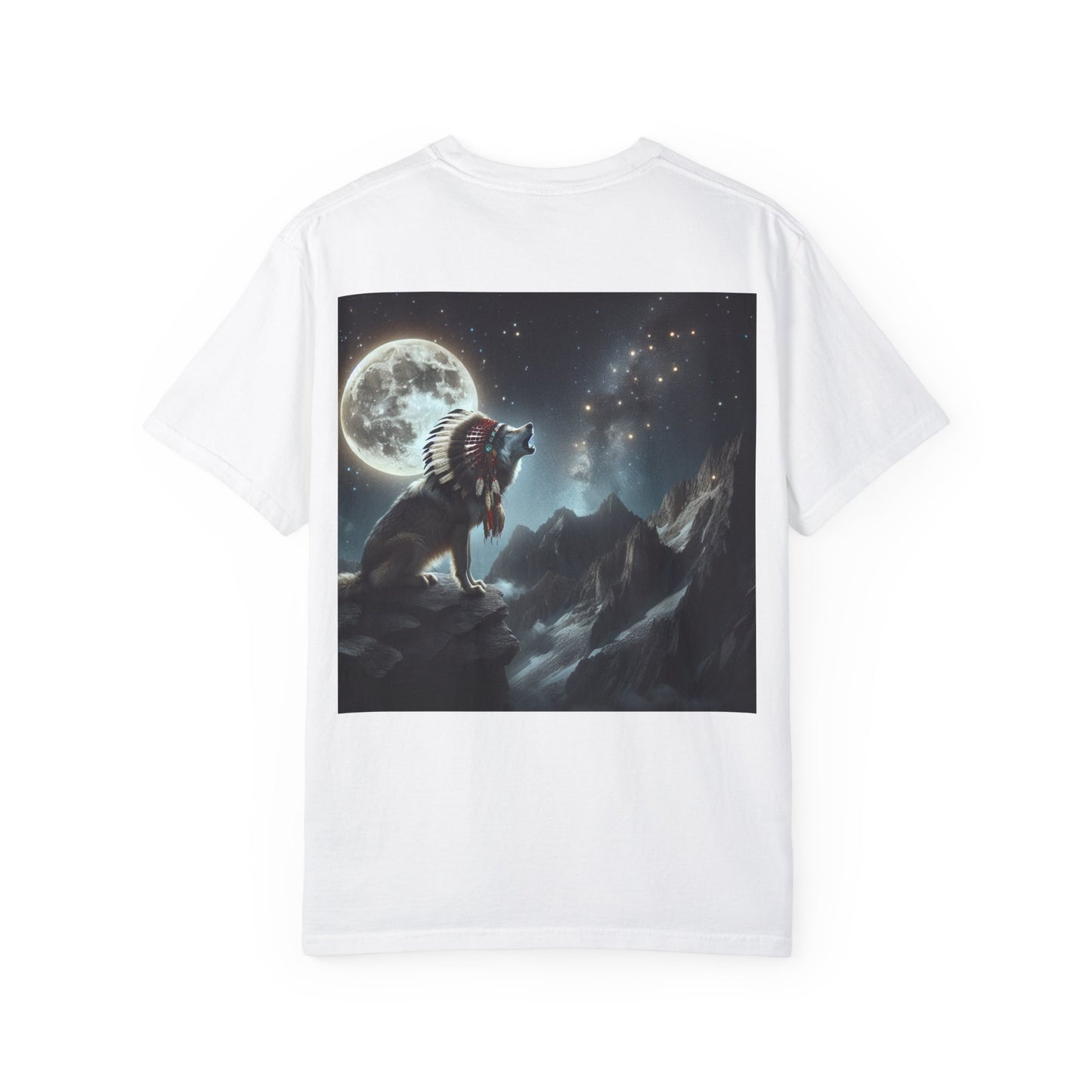 Native Country Unisex Garment-Dyed T-Shirt with Wolf Design