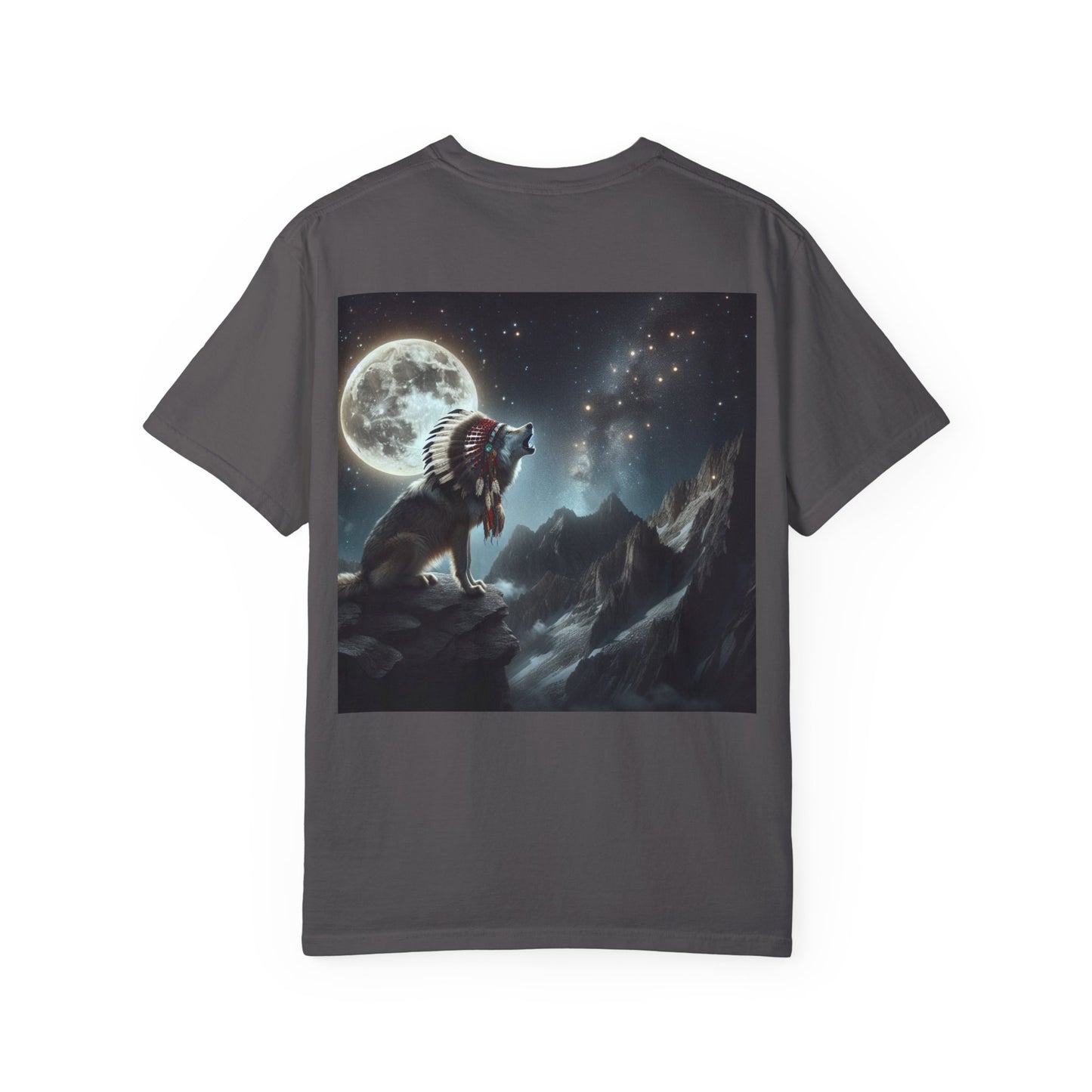 Native Country Unisex Garment-Dyed T-Shirt with Wolf Design