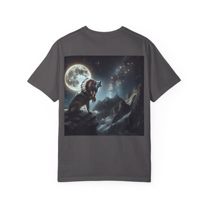 Native Country Unisex Garment-Dyed T-Shirt with Wolf Design