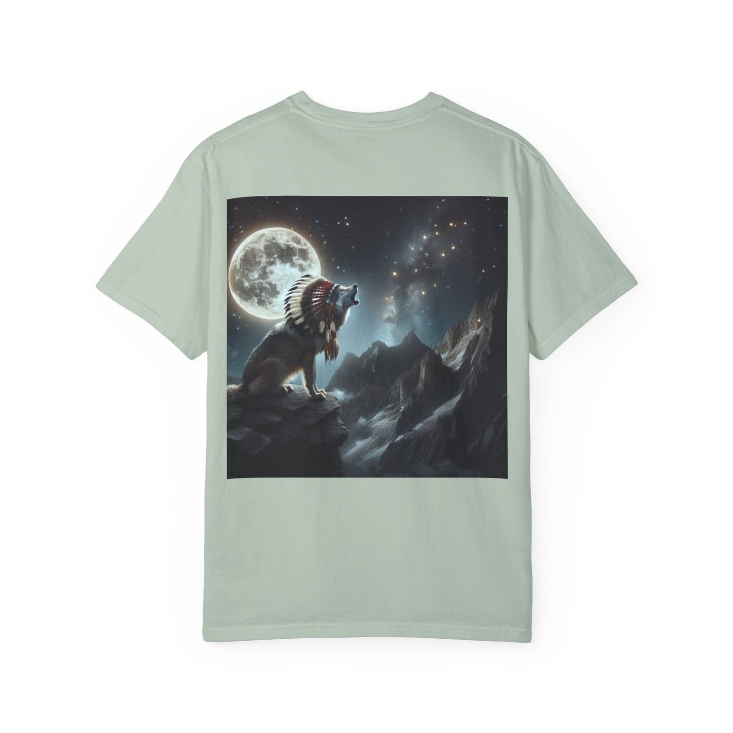 Native Country Unisex Garment-Dyed T-Shirt with Wolf Design