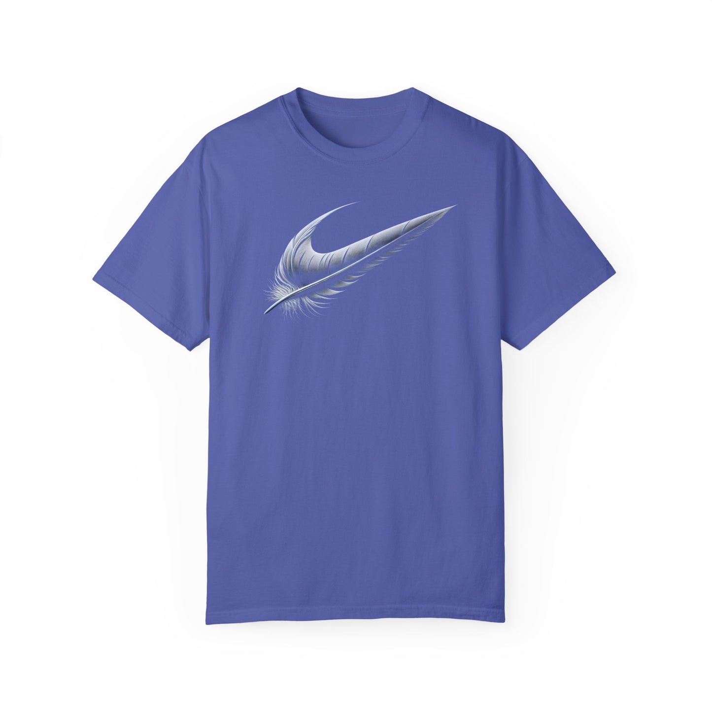 Stylish Unisex Garment-Dyed T-Shirt with Feather Design