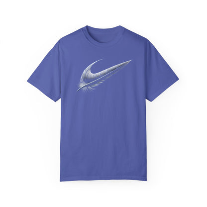 Stylish Unisex Garment-Dyed T-Shirt with Feather Design