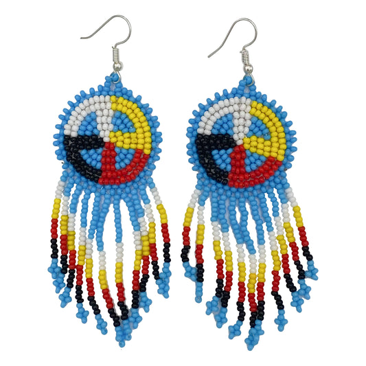 Handmade Turquoise Blue Native Style Fringe Earrings