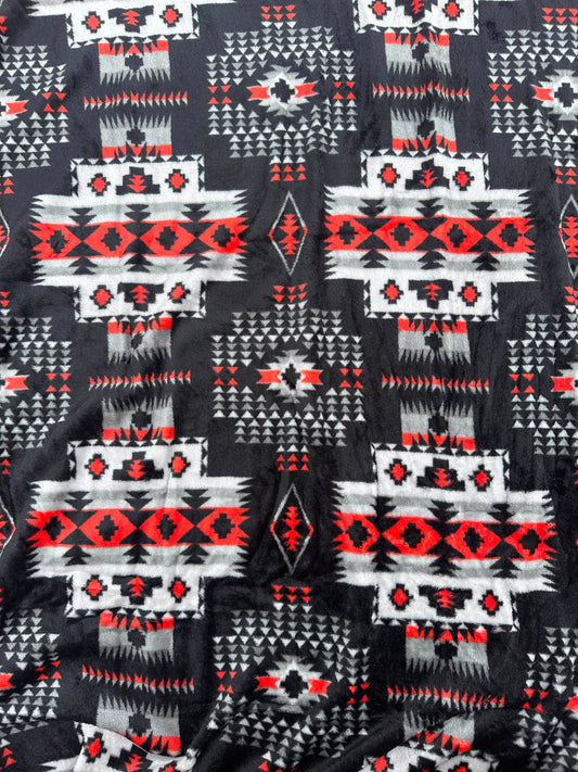 Black Aztec Super Plush Soft Queen Size Mid-Weight Blanket