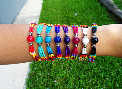 Stone Ball Beaded Multi Strand Bracelet