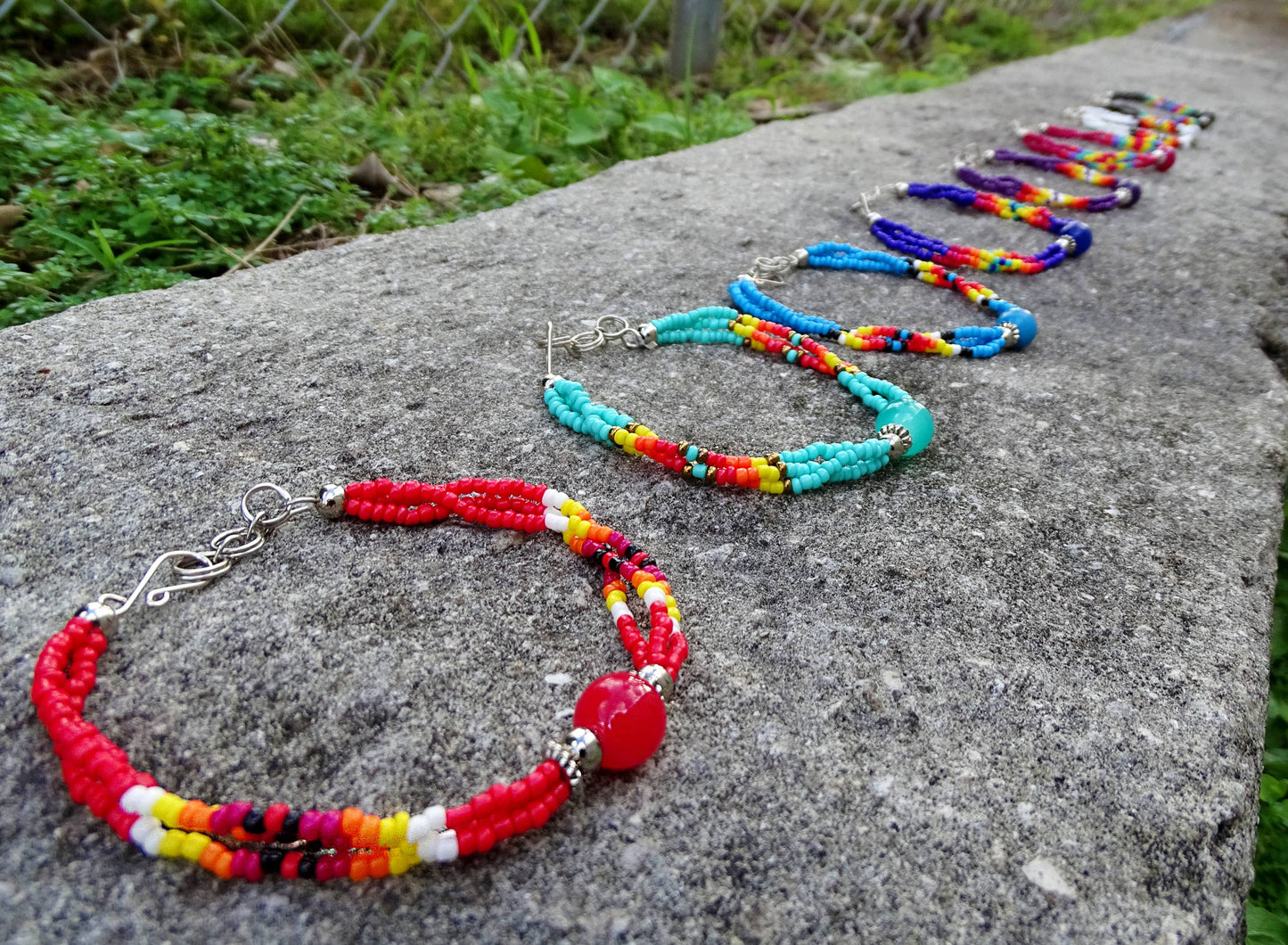Stone Ball Beaded Multi Strand Bracelet