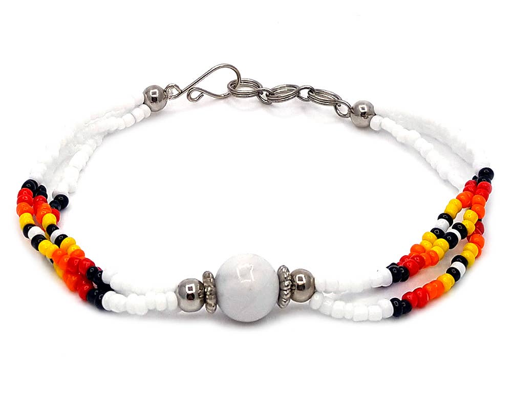 Stone Ball Beaded Multi Strand Bracelet