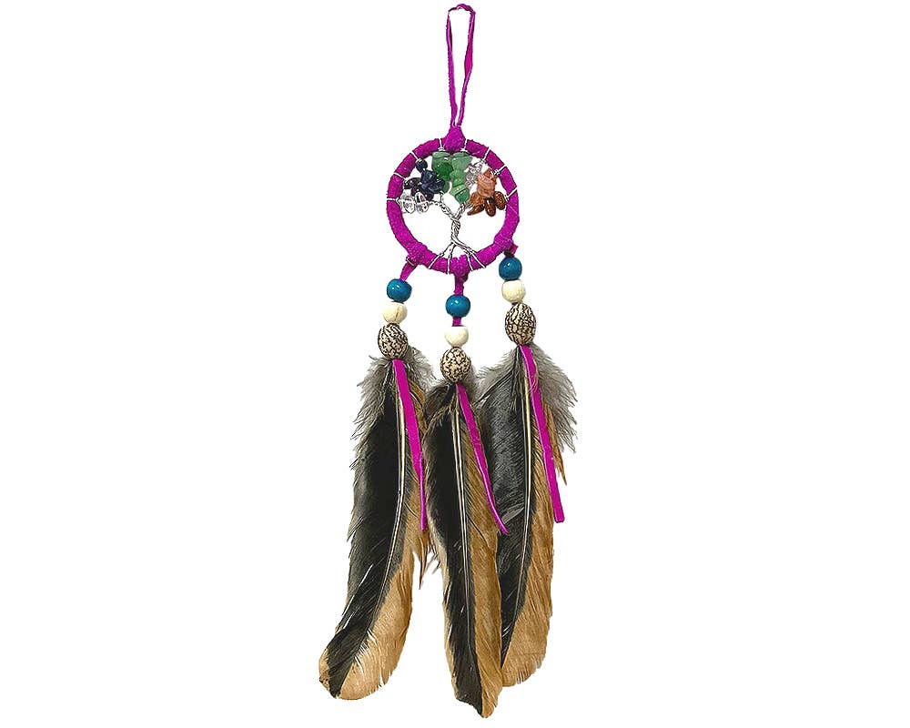 Small Tree of Life Chip Stone Dream Catcher Hanging Ornament