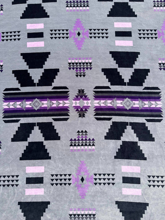 Gray Southwest Aztec King Size Super Soft Plush Blanket