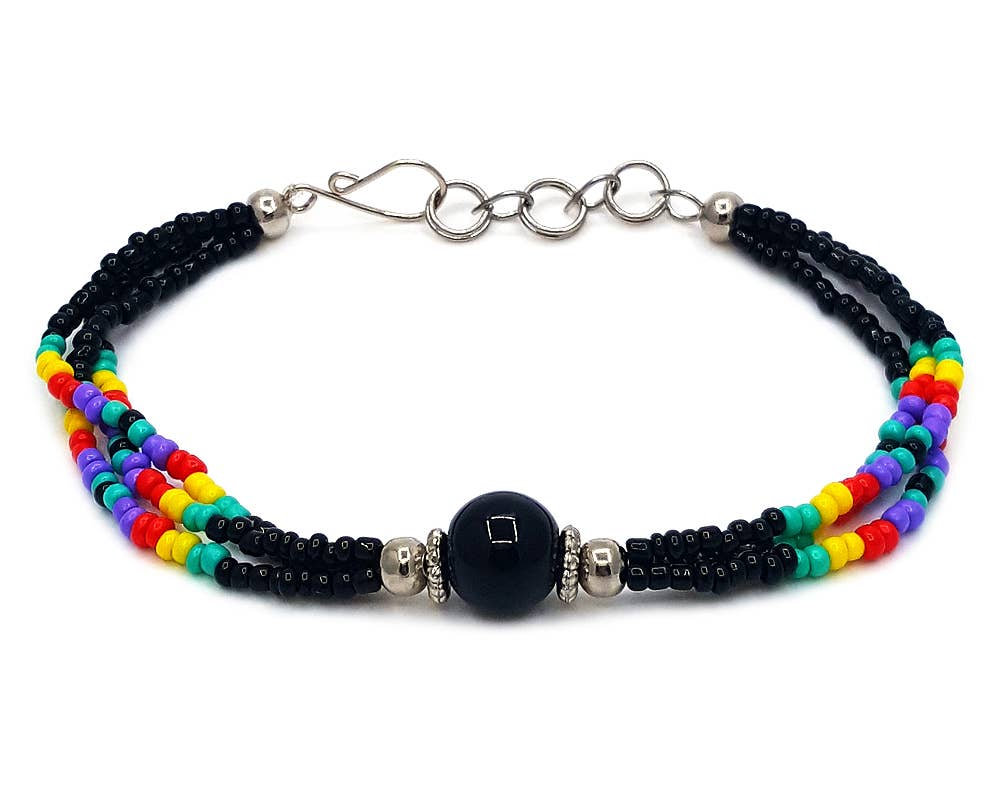 Stone Ball Beaded Multi Strand Bracelet