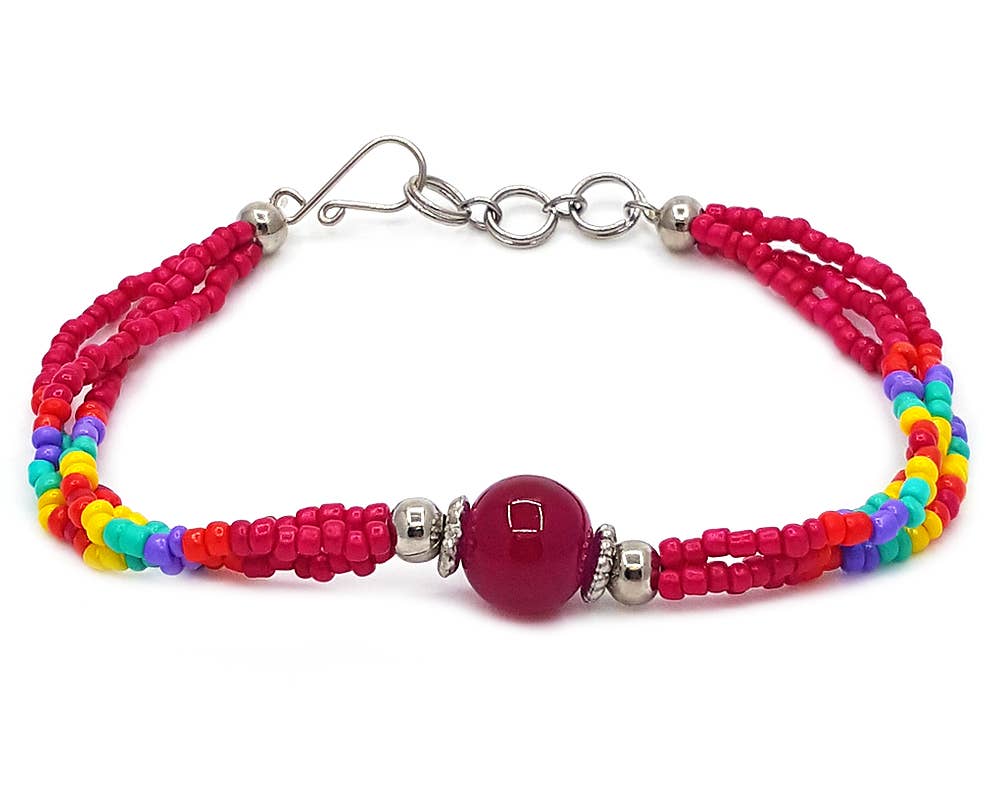 Stone Ball Beaded Multi Strand Bracelet
