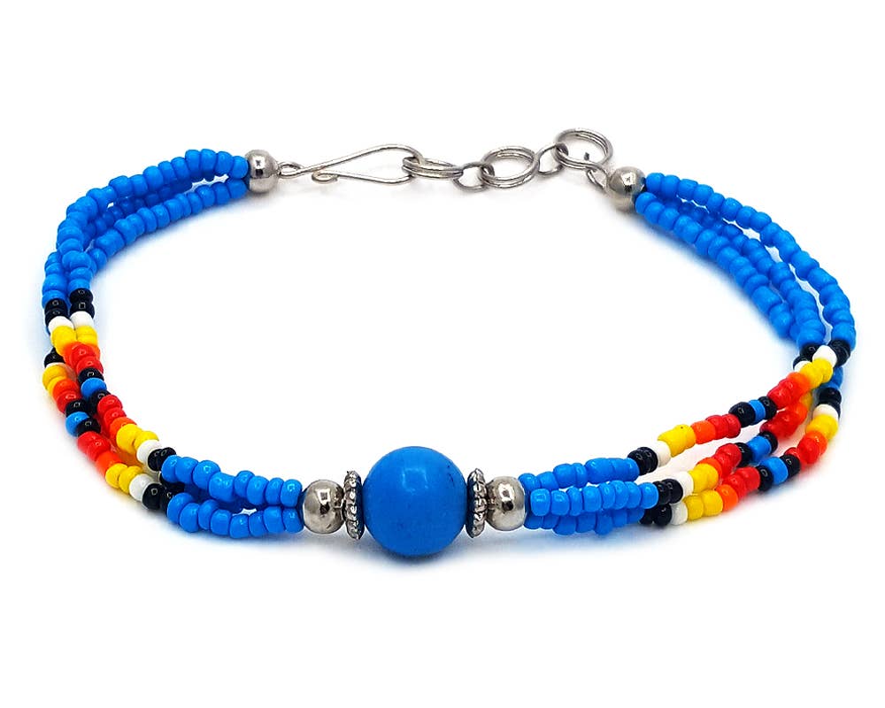 Stone Ball Beaded Multi Strand Bracelet