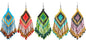 Large Seed Bead Fringe Long Dangle Earrings