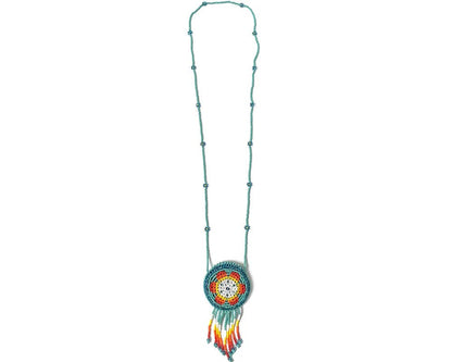 Round Beaded Seed Bead Fringe Medicine Pouch Necklace Bag