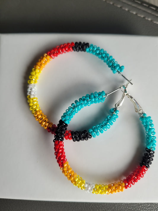 Handmade Beaded Hoop Earrings