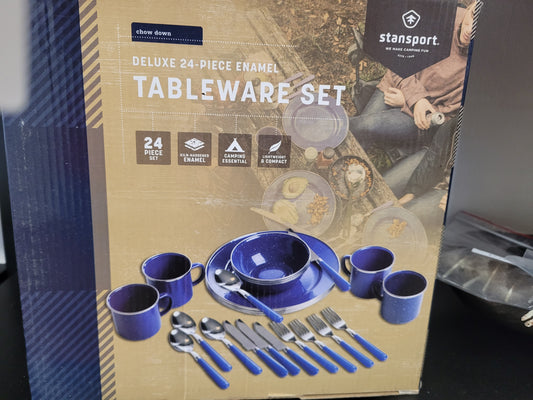 24 piece Deluxe Enamel Tableware Set
