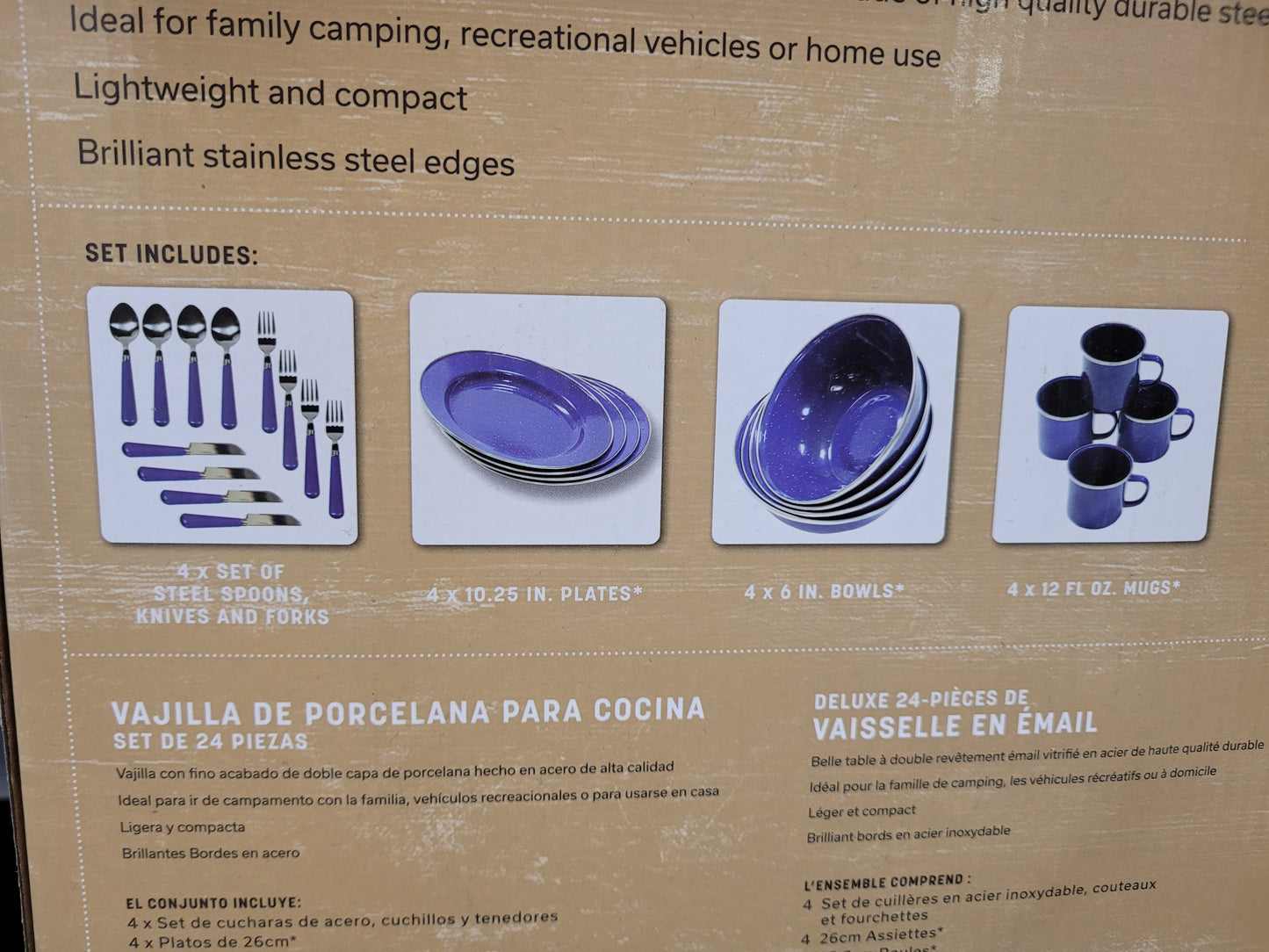 24 piece Deluxe Enamel Tableware Set